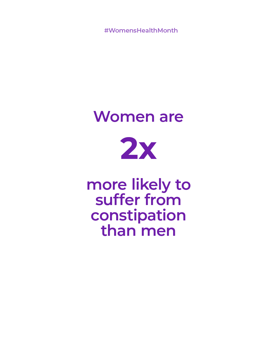 Women are 2 times more likely to suffer from constipation than men